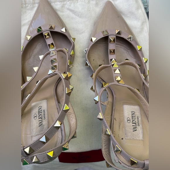 Valentino 38.5 rockstud t strap pointed heels - Picture 5 of 9